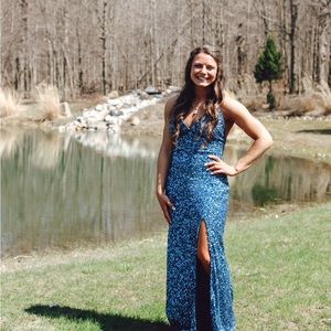 Scala Blue Sequin Prom Dress Size 4